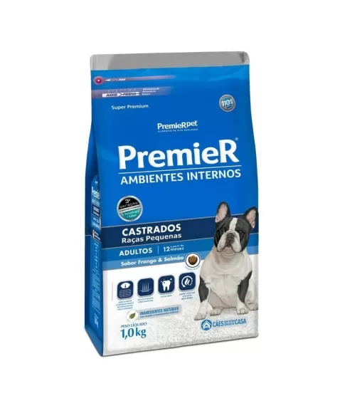 Ração Premier Ambientes Internos Cães Adultos Castrados Frango 1kg