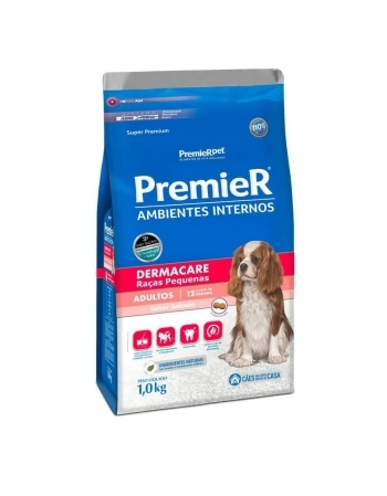 Ração Premier Ambientes Internos Dermacare para Cães Adultos Sabor Salmão 1kg