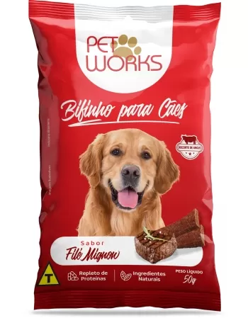 Petisco Pet Works Bifinho Cães Filé Mignon 20X50g