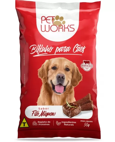 Petisco Pet Works Bifinho Cães Filé Mignon 20X50g