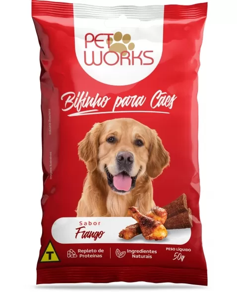 Petisco Pet Works Bifinho Cães Frango 20X50g