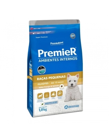 Ração Premier Ambientes Internos para Cães Filhotes Sabor Frango 1kg