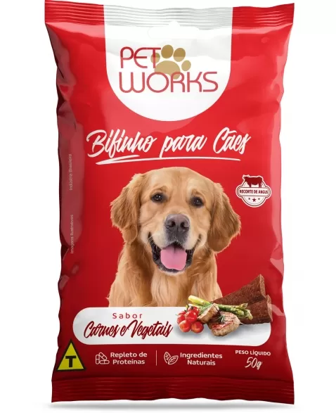 Petisco Pet Works Bifinho Cães Carnes & Vegetais 20X50g