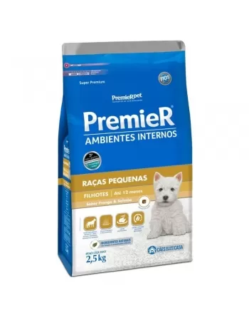 Ração Premier Ambientes Internos Cães Filhotes Frango 2,5kg