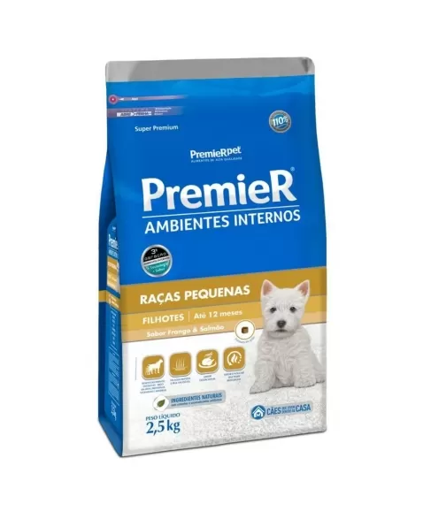 Ração Premier Ambientes Internos Cães Filhotes Frango 2,5kg