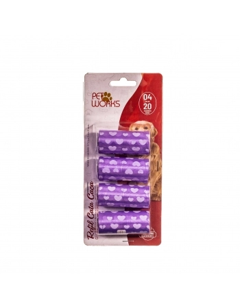 Pet Works Scooby-Doo Refil Cata Caca Roxo - 4 Rolos com 20 Saquinhos cada