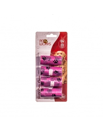 Pet Works Scooby-Doo Refil Cata Caca Rosa - 4 Rolos com 20 Saquinhos cada