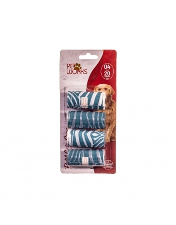 Pet Works Sccoby-Doo Refil Cata Caca Azul - 4 Rolos com 20 Saquinhos cada