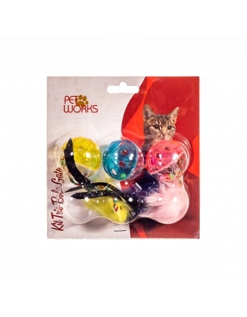 Brinquedo Pet Works Kit Trio de Bolinhas para Gatos