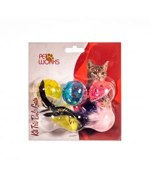 Brinquedo Pet Works Kit Trio Bola Gato