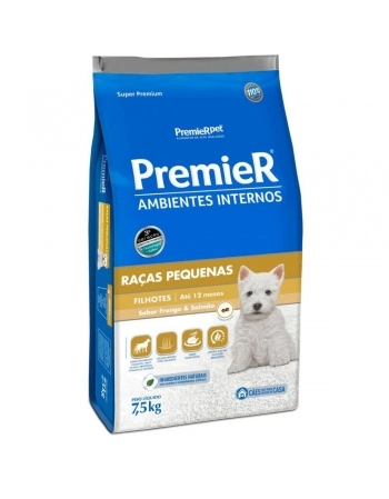 Ração Premier Ambientes Internos para Cães Filhotes Sabor Frango 7,5kg