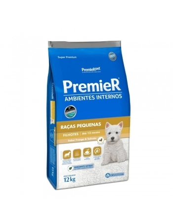 Ração Premier Ambientes Internos para Cães Filhotes Sabor Frango 12kg