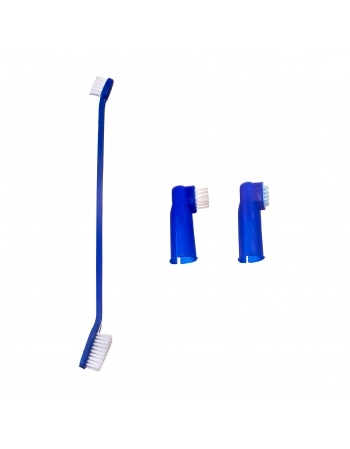 Kit Escova de Dentes para Cães e Gatos Pet Works com 2 Dedeiras Sortido