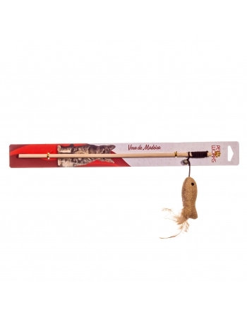 Brinquedo Pet Works Varinha para Gatos de Madeira com Peixinho 40cm (Modelos Sortidos)