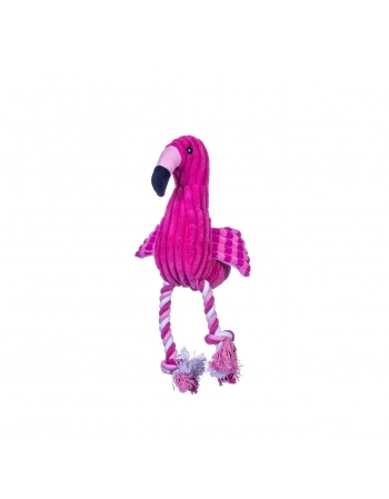 Brinquedo Pet Works Flamingo de Pelúcia com Corda para Cães 20cm