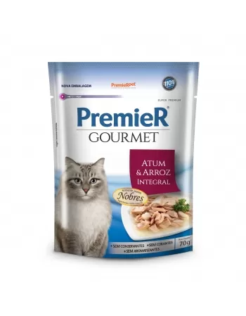 Ração Úmida Premier Gourmet Gatos Adultos Castrados Atum 70g (20 Unidades)