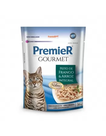 Ração Úmida Premier Gourmet Gatos Adultos Castrados Frango 70g (20 Unidades)