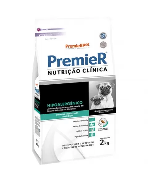 Ração Premier Nutrição Clínica Hipoalérgica Cães Adultos Porte Pequeno Frango 2kg