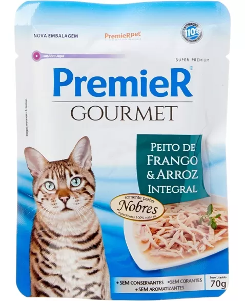 Ração Úmida Premier Orgânico Gatos Adultos Frango 70g (20 Unidades)