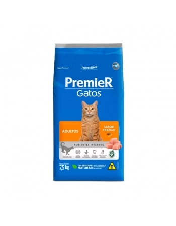 Ração Premier Ambientes Internos para Gatos Adultos Sabor Frango 7,5kg