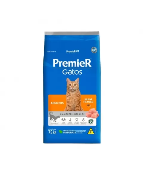 Ração Premier Ambientes Internos Gatos Adultos Frango 7,5kg