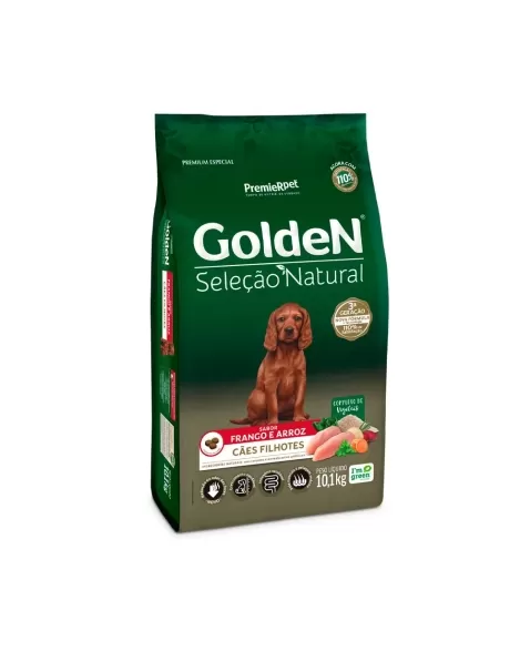 Ração Golden Seleção Natural Cães Filhotes Frango & Arroz 10,1kg