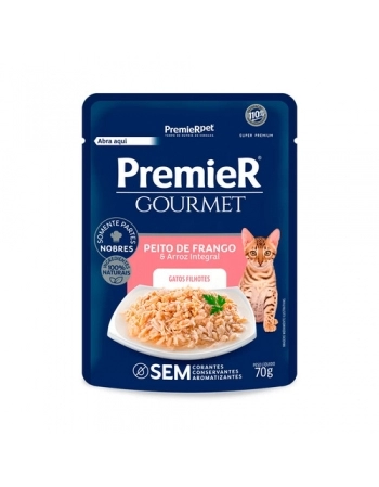 Ração Úmida Premier Gourmet para Gatos Filhotes Sabor Frango 70g Kit com 20 Unidades