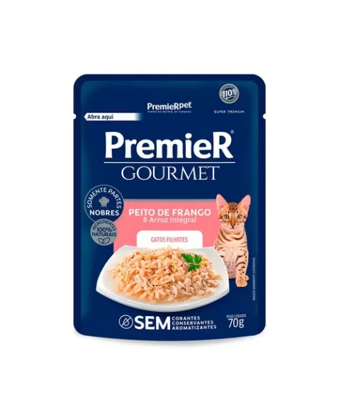 Ração Úmida Premier Gourmet Gatos Filhotes Frango 70g (20 Unidades)