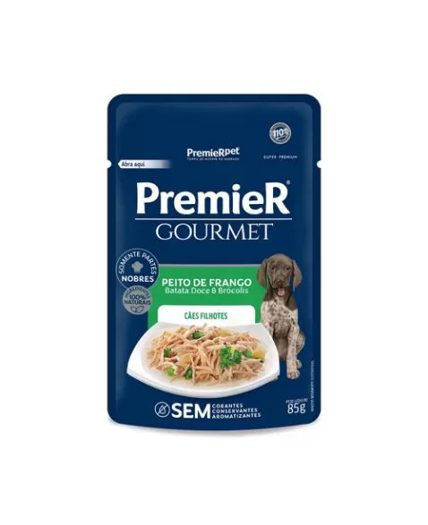 Ração Úmida Premier Gourmet Cães Filhotes Frango 85g (20 Unidades)