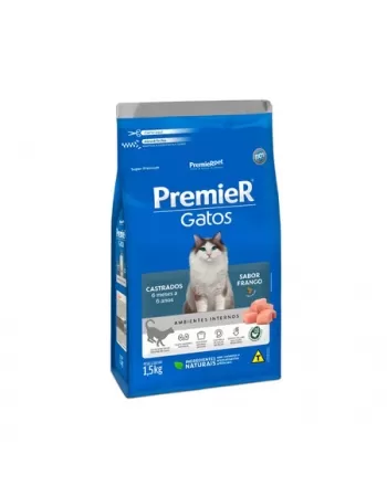 Ração Premier Ambientes Internos Gatos Adultos Castrados Até 6 Anos Frango 1,5kg