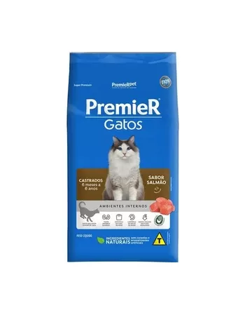 Ração Premier Ambientes Internos Gatos Adultos Castrados Até 6 Anos Salmão 7,5kg