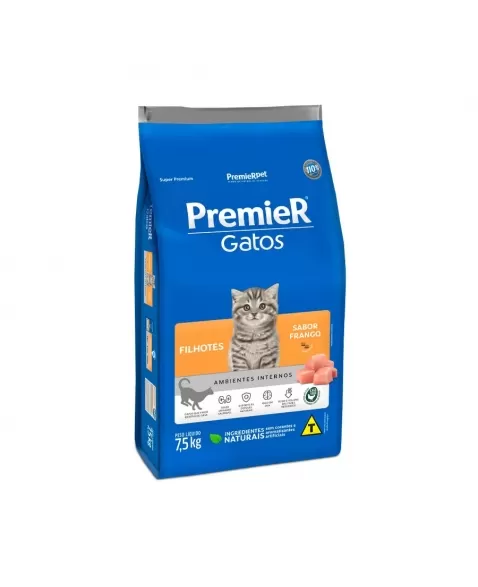 Ração Premier Ambientes Internos Gatos Filhotes Frango 7,5kg