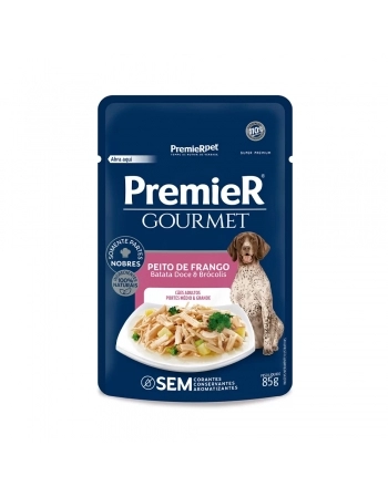 Ração Úmida Premier Gourmet para Cães Adultos de Médio e Grande Porte Sabor Frango 85g — Caixa com 20 Unidades