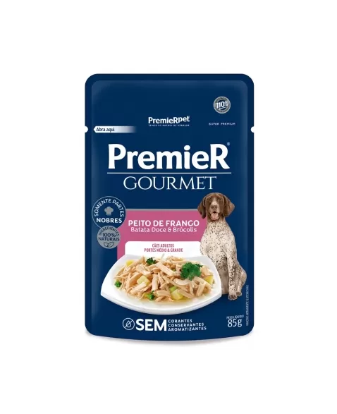 Ração Úmida Premier Gourmet Cães Adultos Médio & Grande Porte Frango 85g (20 Unidades)