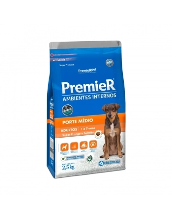 Ração Premier Ambientes Internos para Cães Adultos Médio Porte Sabor Frango 2,5kg
