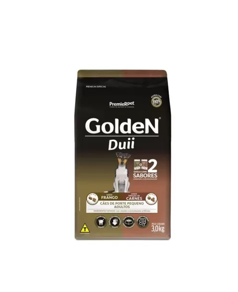 Ração Golden Duii Cães Adultos Porte Pequeno Frango & Carne 3kg