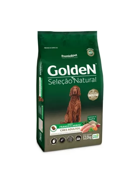 Ração Golden Seleção Natural Cães Adultos Frango & Arroz 12kg