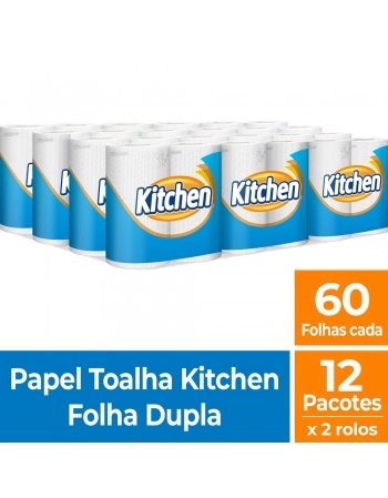 Toalha de Papel Folha Dupla Elite Kitchen — Pacote com 2 Rolos de 60 Folhas cada