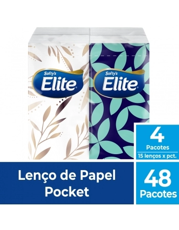 Lenço de Papel Elite Softys Pocket 48 Pacotes com 415 Folhas