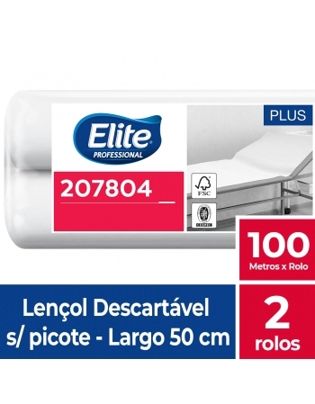 Lençol Descartável Sem Picote Elite Plus - Pacote com 2 Rolos de 100 Metros