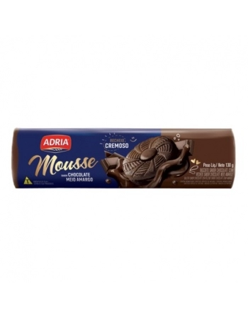 Biscoito Adria Mousse Chocolate Meio Amargo 130g Caixa com 50 Unidades