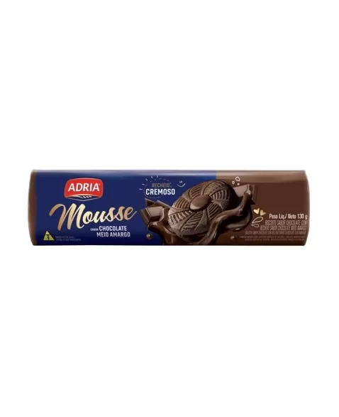 Biscoito Adria Mousse Chocolate Meio Amargo Adria 50X130G