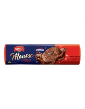 Biscoito Adria Mousse Chocolate ao Leite 130g Caixa com 50 Unidades