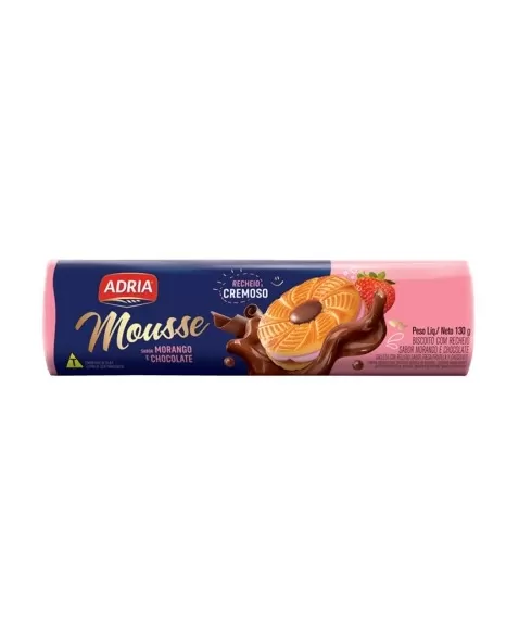 Biscoito Adria Mousse Morango C/ Chocolate 50X130G