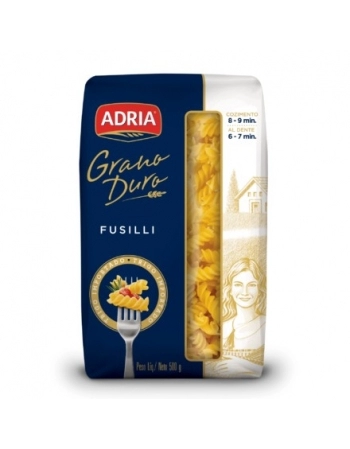 Macarrão Grano Duro Fusilli Adria 500g Fardo com 18 Unidades