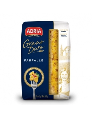 Massas Adria Grano Duro Farfalle 500g Caixa com 18 Unidades