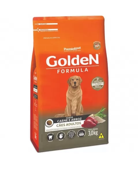 Ração Golden Fórmula Cães Adultos Carne 3kg