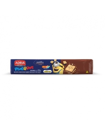 Biscoito Adria Plugados Chocolate Quadrado 130g Caixa com 30 Unidades