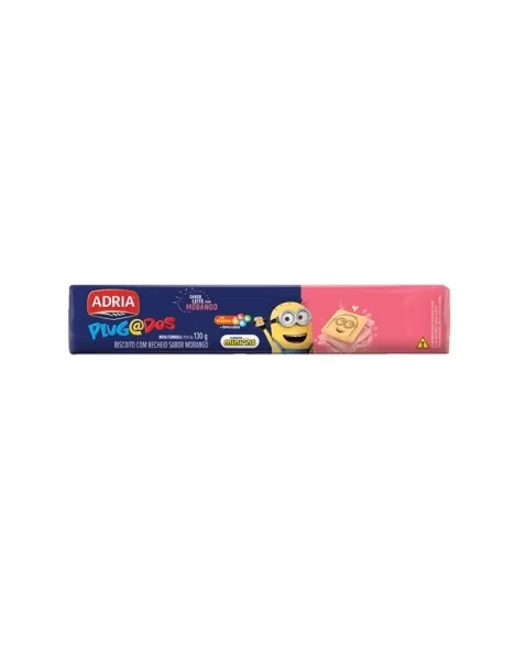 Biscoito Adria Plugados Morango Quadrado 30X130G